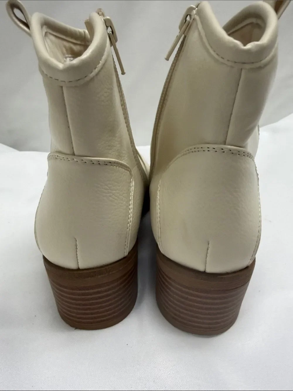 Cream Side-Zip Ankle Booties for Women